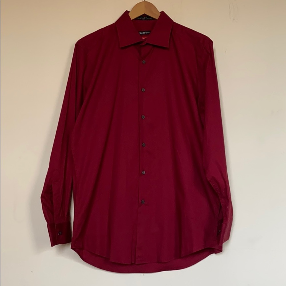 Saks Fifth Avenue Burgundy Dress Shirt 16 32/33
